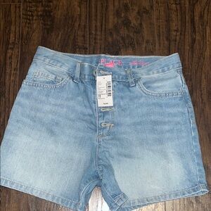 Place Blue Jean Shorts Light Wash Raw Edge